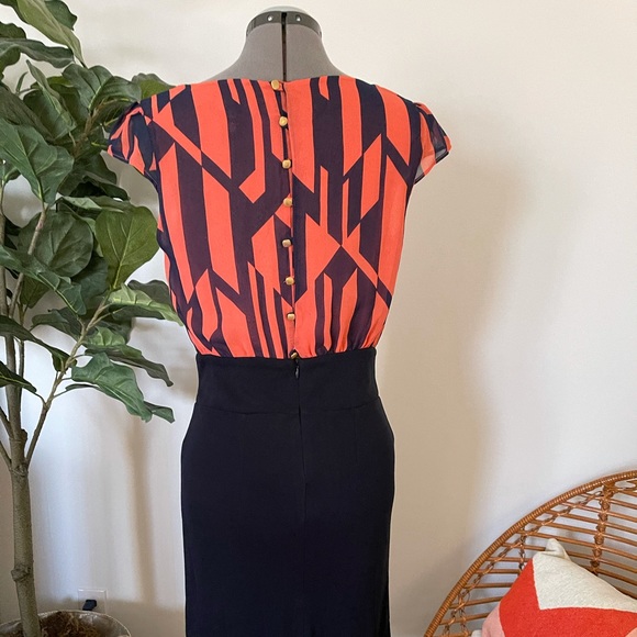 Mng by Mango coral and navy blue dress - Picture 4 of 14